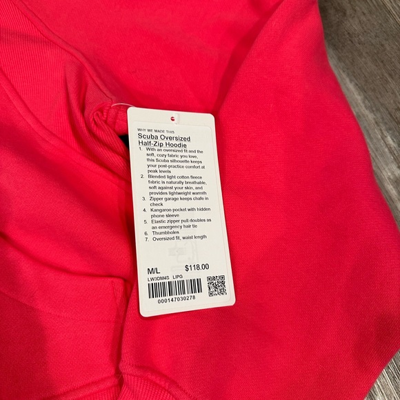 lululemon athletica Tops Nwt Lip Gloss Lululemon Scuba Half Zip Ml Poshmark